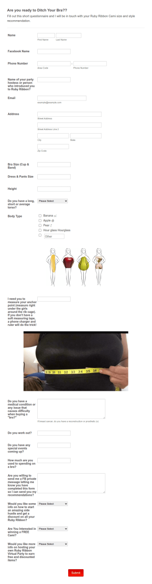 Ruby Ribbon Fit Form Template