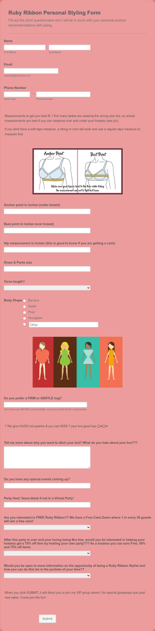 Ruby Ribbon Personal Styling Form Template