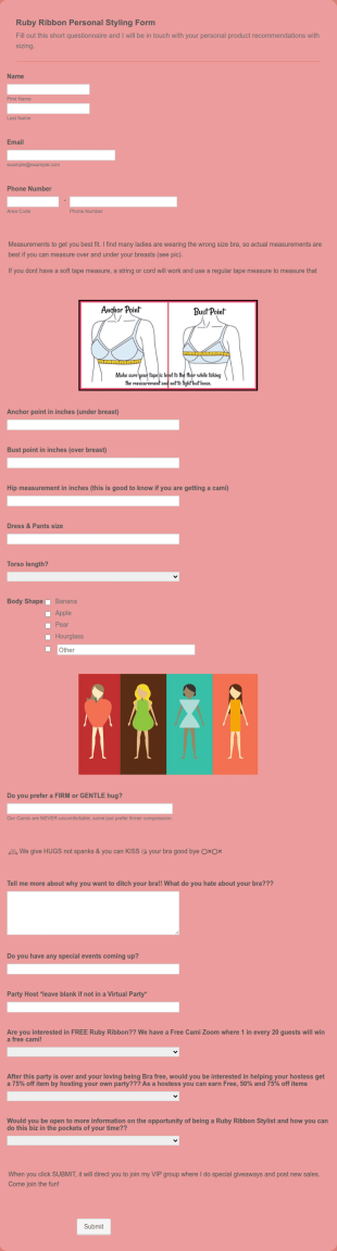 Ruby Ribbon Personal Styling Form Template