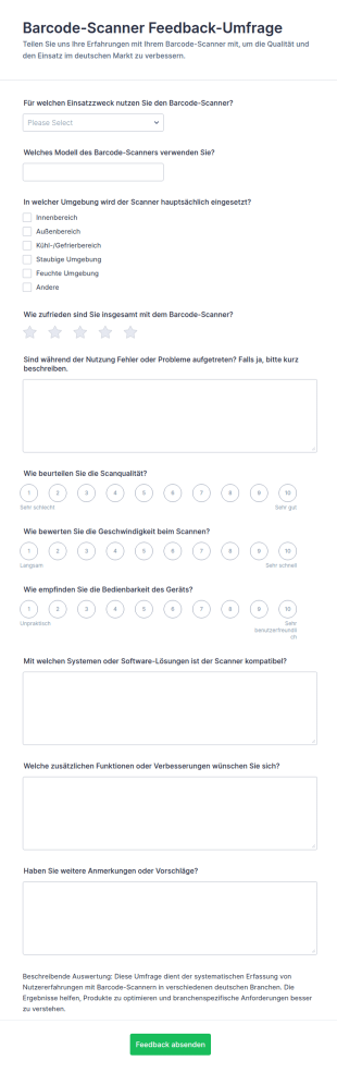 Rückmeldungsformular Für Barcodescanner