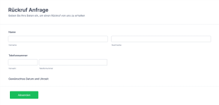 Rückrufformular Form Template