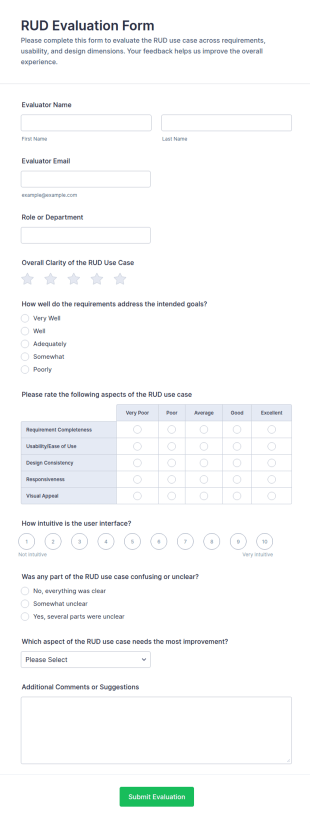 RUD Evaluation Form Template