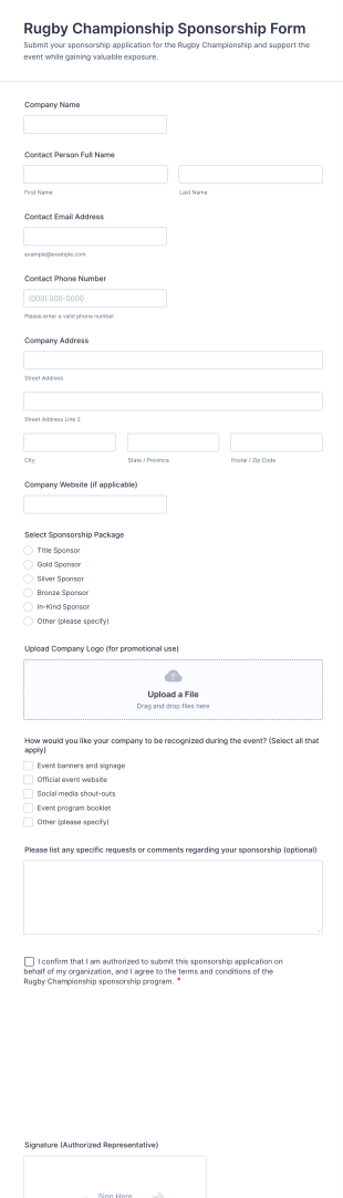Rugby Championship Sponsorship Form Template