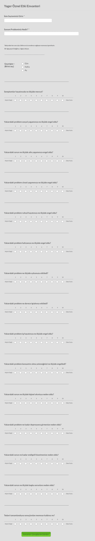 Ruh Sağlığı Anketi Form Template
