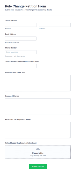 Rule Change Petition Form Template