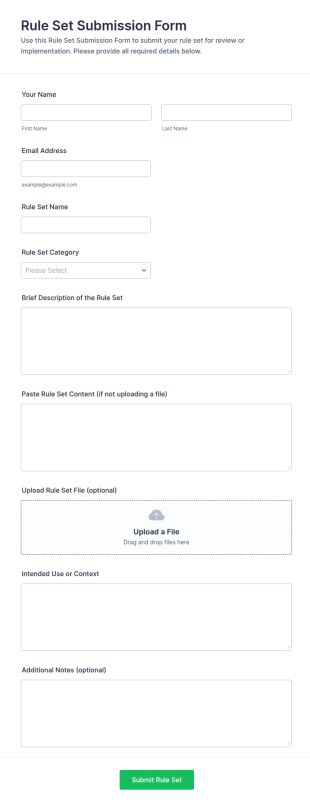 Rule Set Submission Form Template