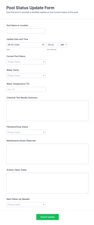 Run Pool Status Update Form Template