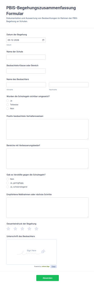 Rundgang Zusammenfassung Für PBIS Formular