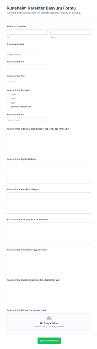 Runeheim Karakter Başvuru Form Şablonu