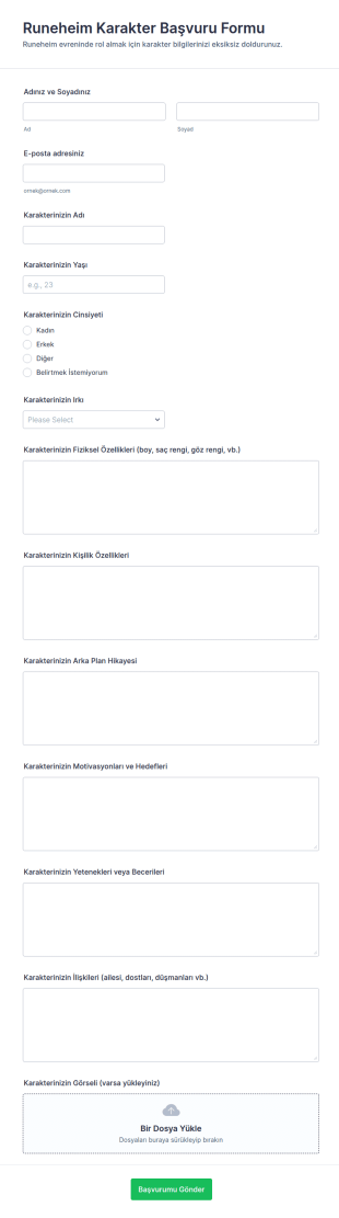 Runeheim Karakter Başvuru Form Şablonu