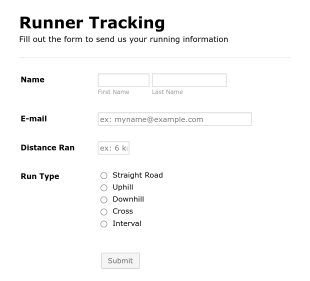 Runner Tracking Form Template
