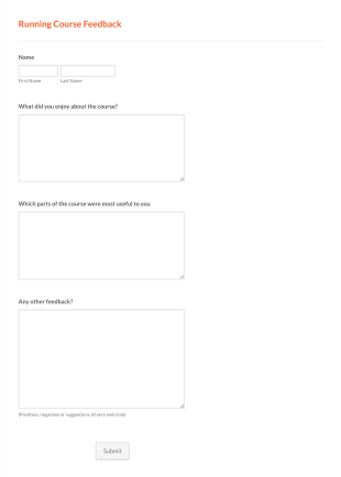 Running Course Feedback Form Template