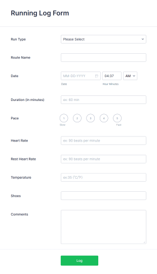 Running Log Form Template