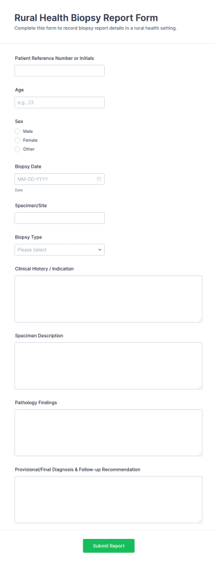 Rural Health Biopsy Report Form Template