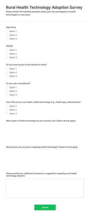 Rural Health Technology Adoption Survey Form Template