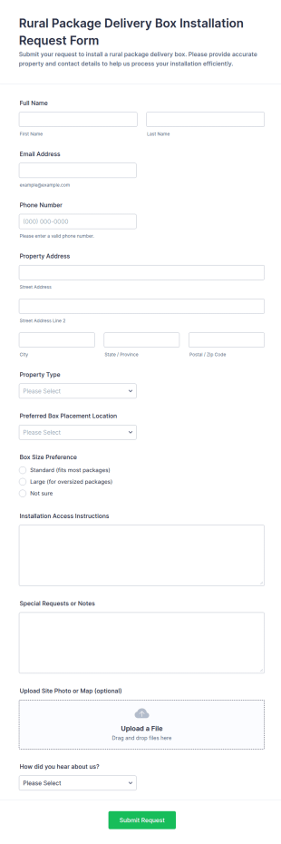 Rural Package Delivery Box Installation Request Form Template