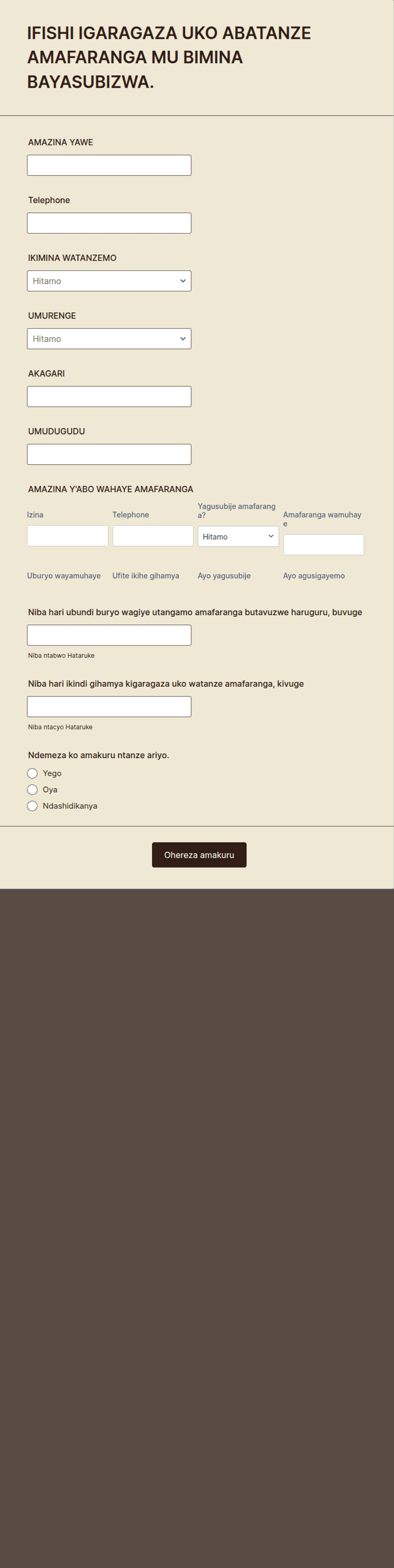 Rusizi Form | Jotform