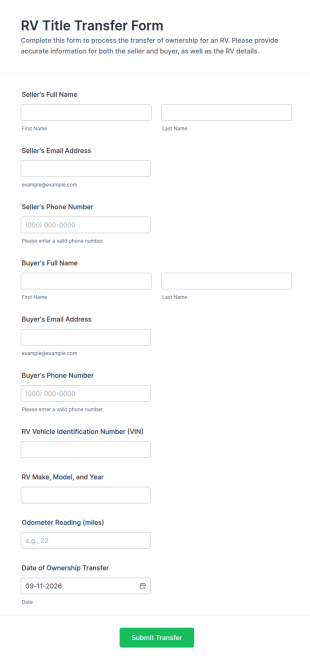 RV Title Transfer Form Template