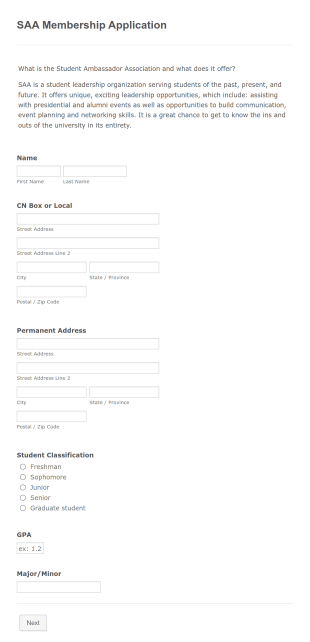SAA Membership Application Form Template