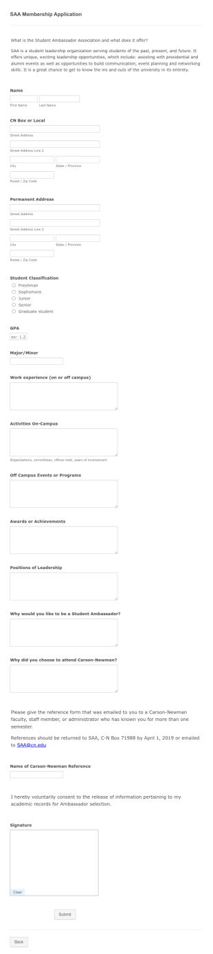 SAA Membership Application Form Template