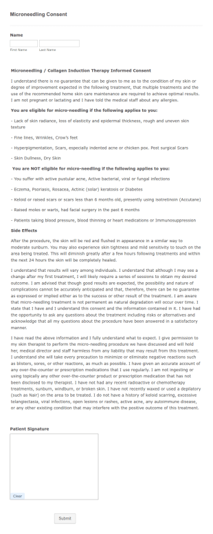 SAA Microneedling Consent Form Template