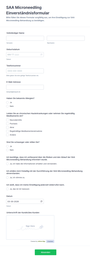 SAA Microneedling Einverständnisformular