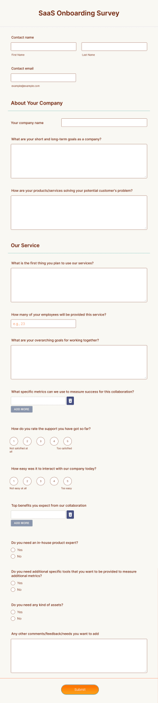 SaaS Onboarding Survey Form Template