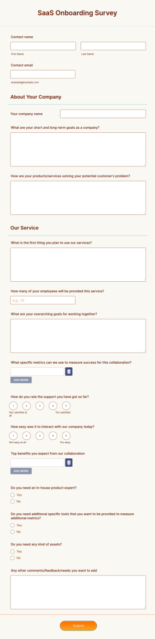 SaaS Onboarding Survey Form Template