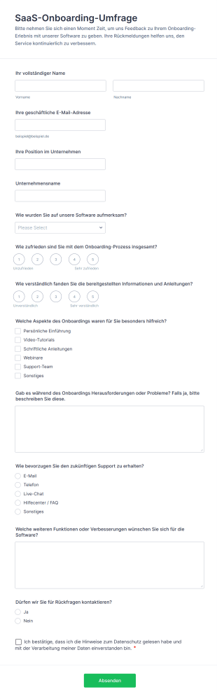 SaaS Onboarding Umfrage