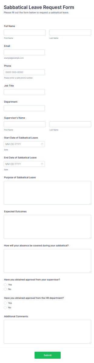 Sabbatical Leave Request Form Template