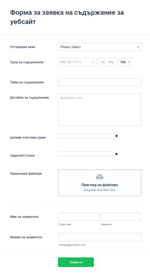 Шаблон за процес на одобрение на съдържание за уебсайт