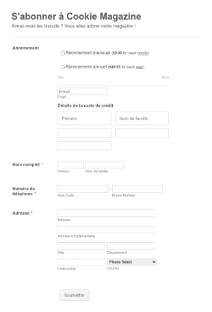 S'abonner à Un Magazine Form Template
