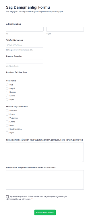 Saç Danışmanlığı Form Şablonu