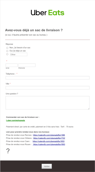 Sac Uber Eat Form Template