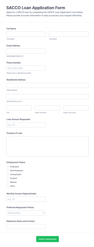 SACCO Loan Application Form Template