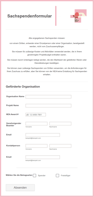 Sachspendenformular