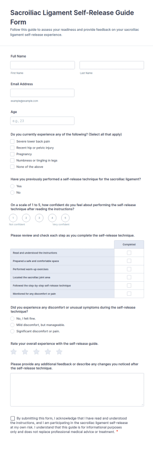 Sacroiliac Ligament Self Release Guide Form Template