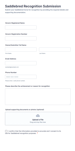 Saddlebred Recognition Submission Form Template