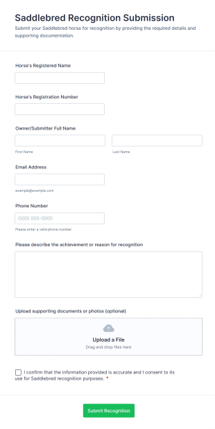 Saddlebred Recognition Submission Form Template