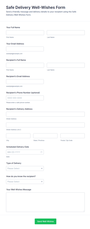 Safe Delivery Well Wishes Form Template
