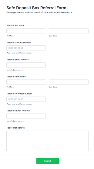 Safe Deposit Box Referral Form Template