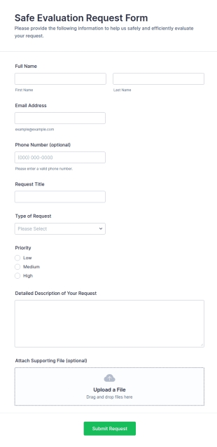 Safe Evaluation Request Form Template