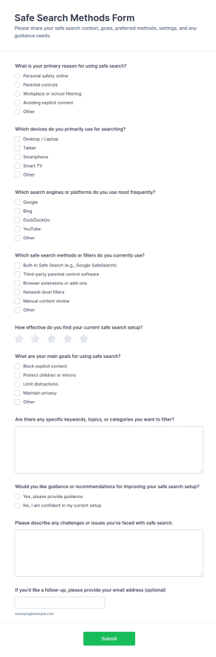 Safe Search Methods Form Template