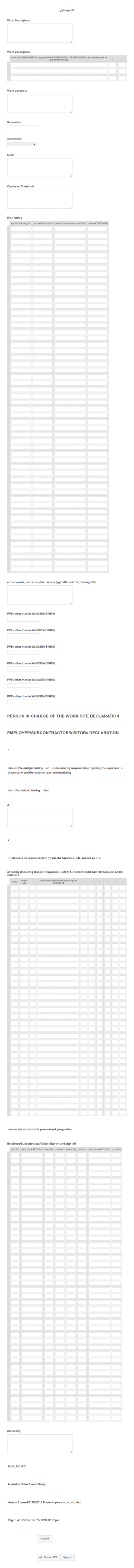 SWMS Form Template