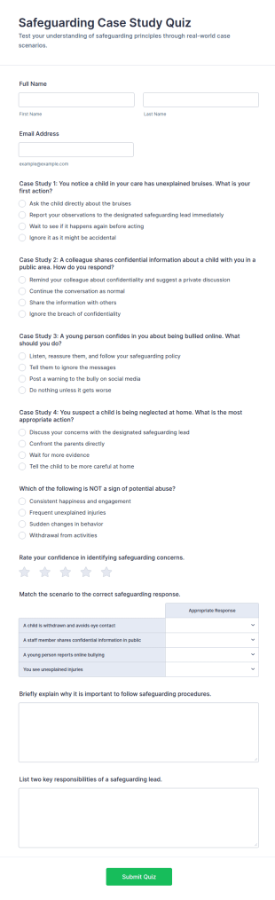 Safeguarding Case Study Quiz Form Template