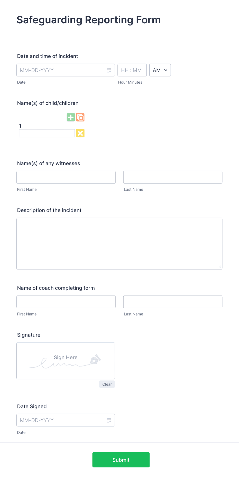 Safeguarding Reporting Form Template | Jotform
