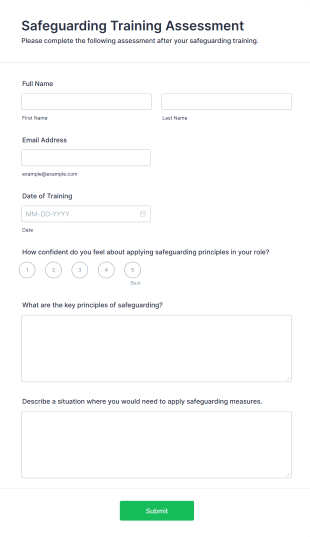 Safeguarding Training Assessment Form Template