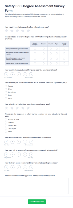 Safety 360 Degree Assessment Survey Form Template