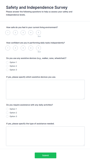 Safety And Independence Survey Form Template