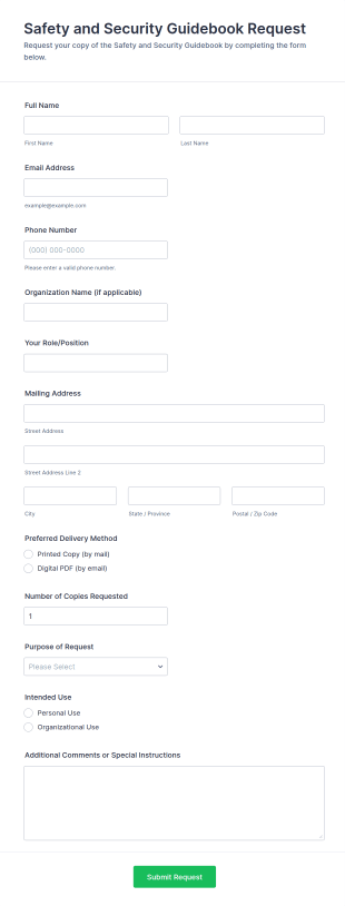 Safety And Security Guidebook Request Form Template